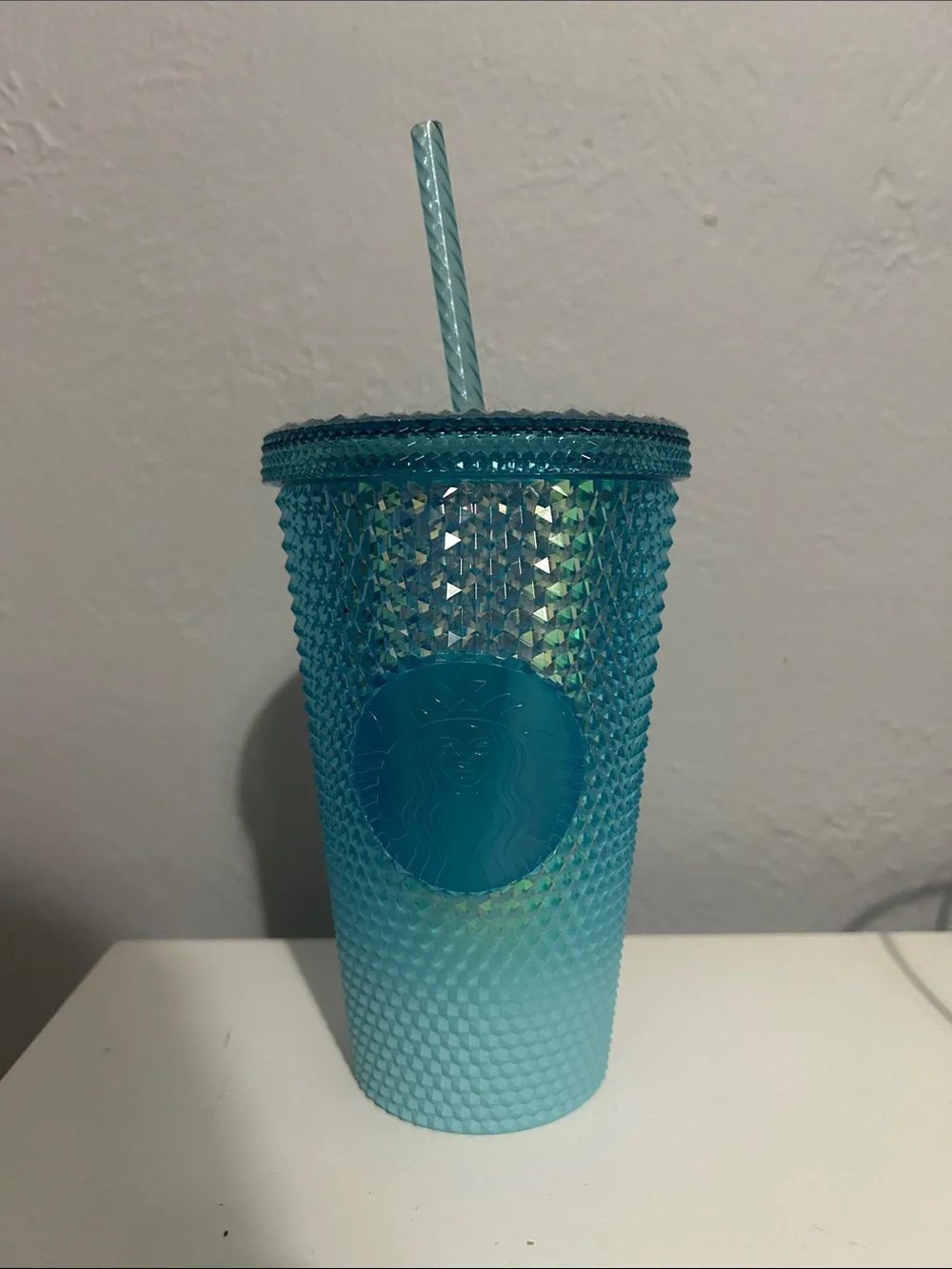 Starbucks Light Blue/Turquoise Studded Reusable Cold Cup with Straw